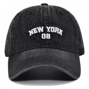 Logo personnalisé de haute qualité lavé en détresse 100% coton 6 panneau brodé Bill Old Cowboy Baseball Cap en jeans