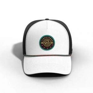 Nouveau design camionneur de mode Chapeur de camionneur personnalisé Patch respirant 5 panneau de baseball courbé courbé avec corde